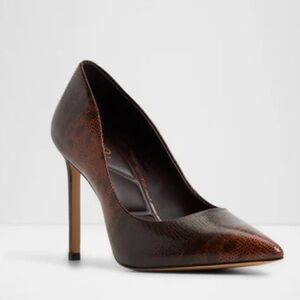 Aldo Dark Brown Textured Heels